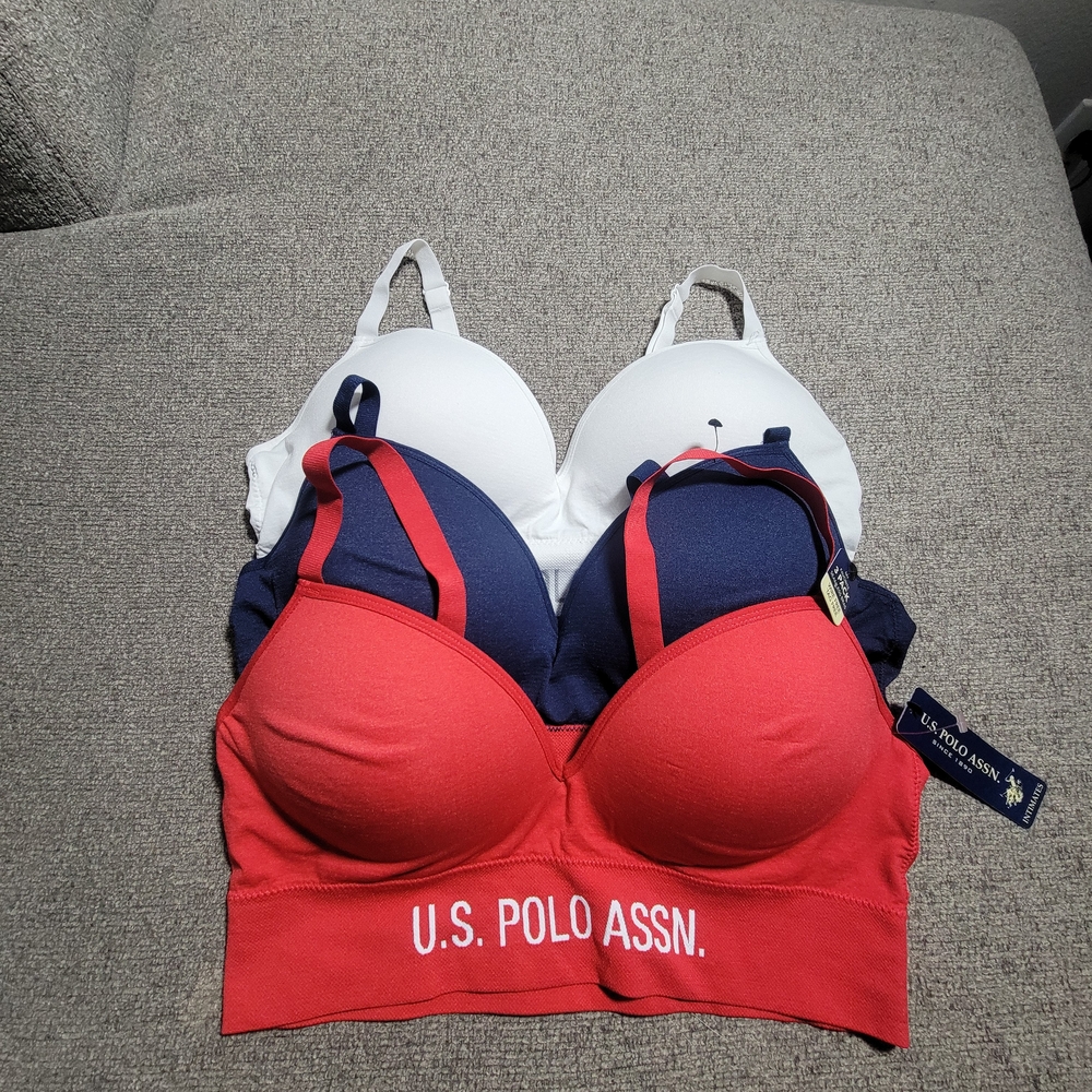 U.S. Polo Assn. Women's Red, Blue, and White Bra Set
